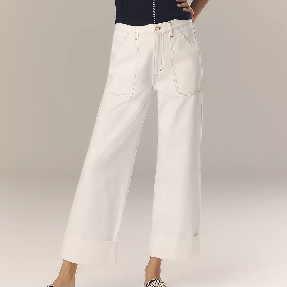 FRAME White Trapunto Straight-Leg Jeans